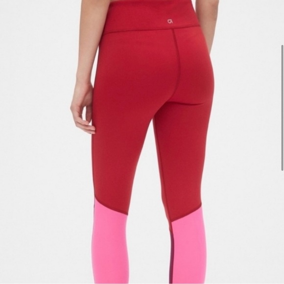 GAPFit Blackout Technology Leggings Pa Ts Colorblock Red Pink Purple Compression - Picture 8 of 11